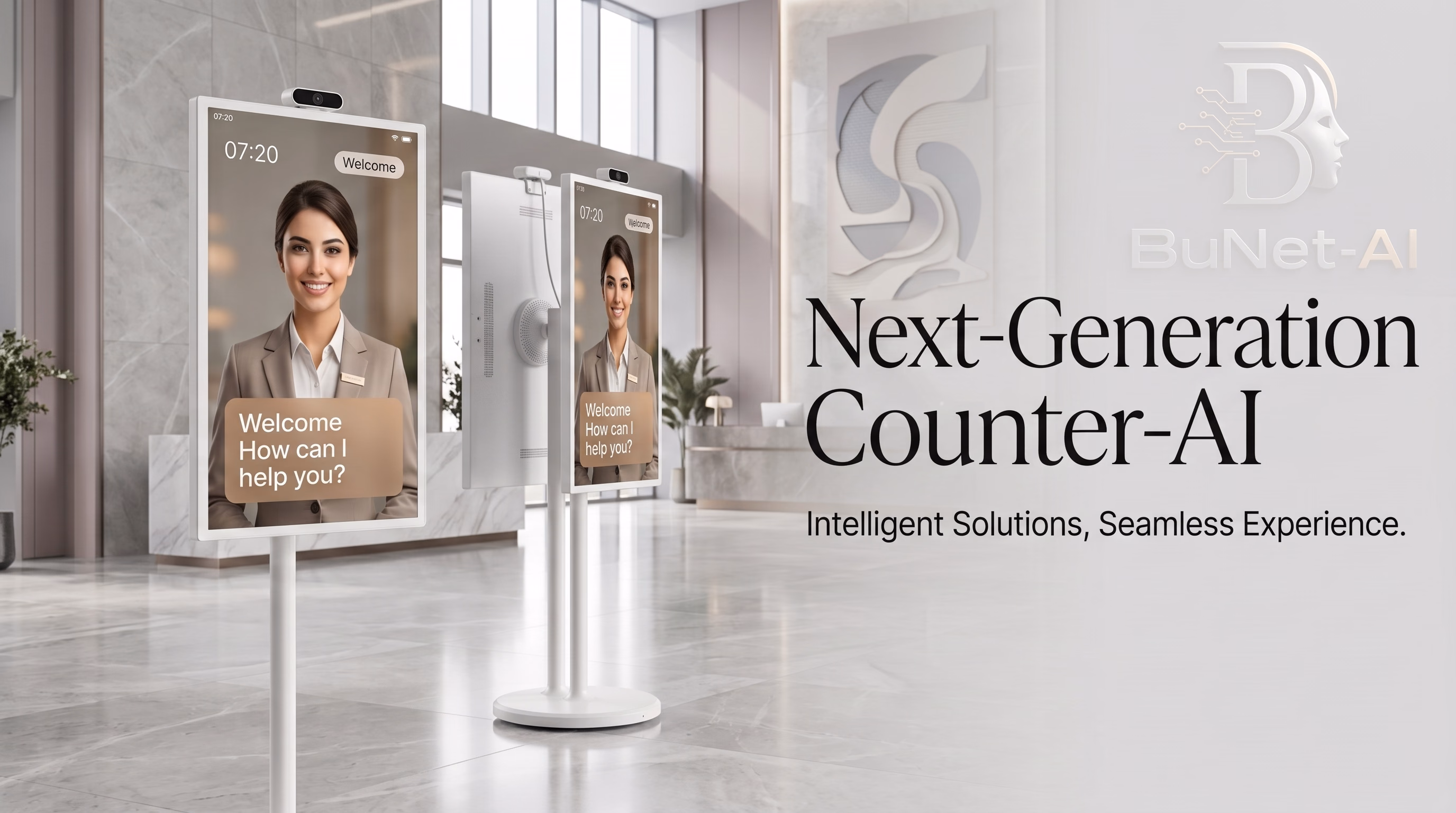 AI Avatar experience on 21-inch and larger kiosks and LED displays